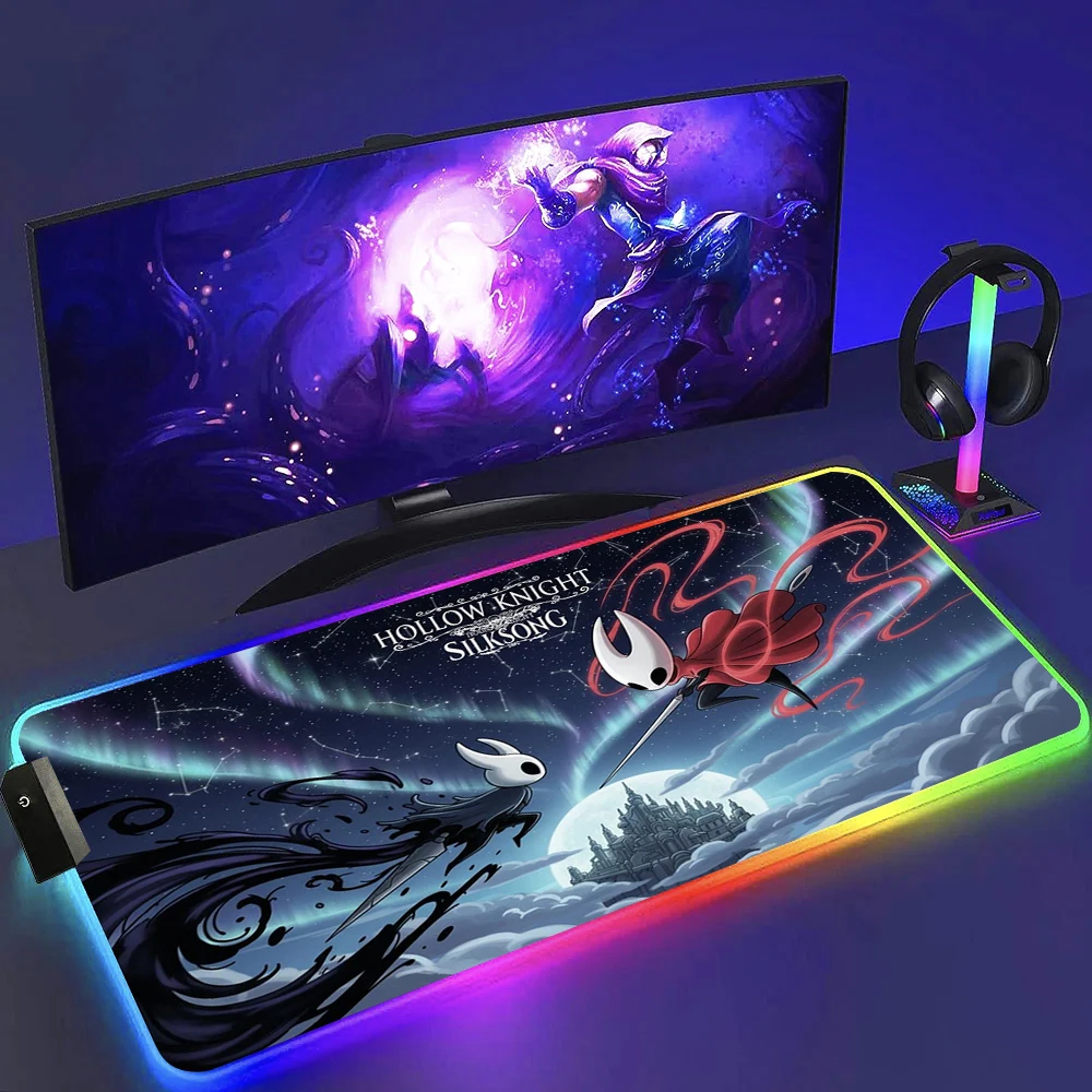 

Большой игровой коврик для мыши RGB с аниме-дизайном, коврик для мыши для киберспорта, коврик для мыши RGB Hollow Knight, настольные коврики, компьютерные коврики для мыши, коврики для офисного стола