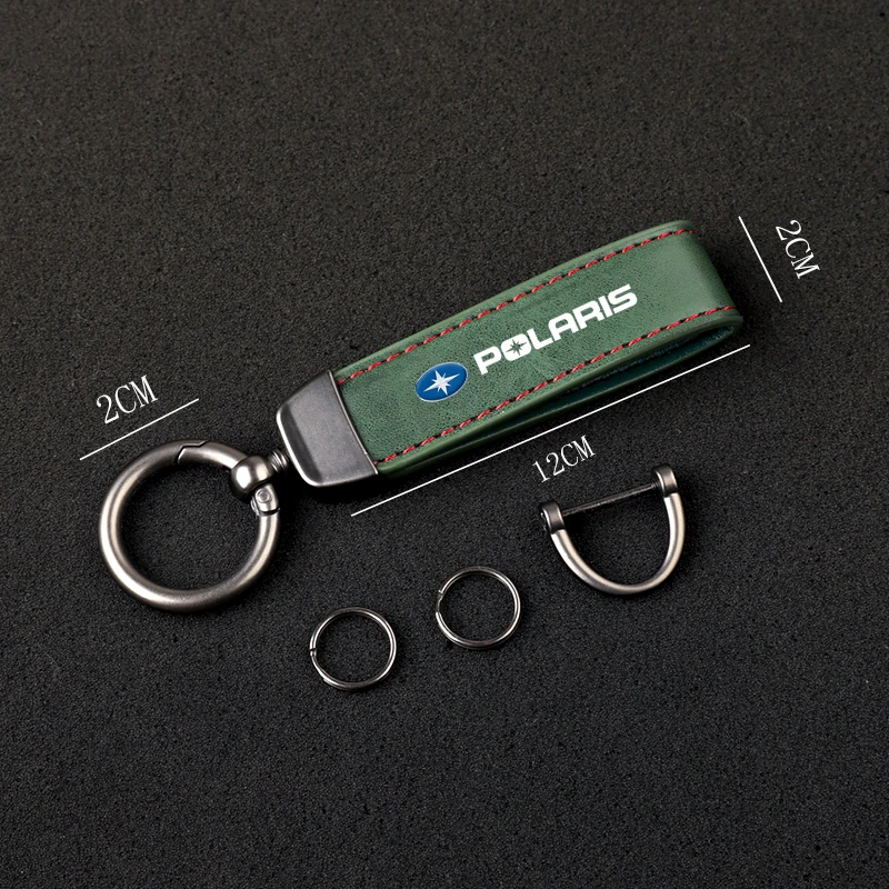 HD printed vintage leather horseshoe ring keychain for POLARIS Motorcycle Accessories