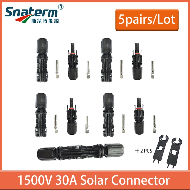 5/10 Paar 1500 V 30 A Solarstecker Solostecker für Solarpanel-Stecker für 10/12/14 AWG Kabel Solarschlüssel optional