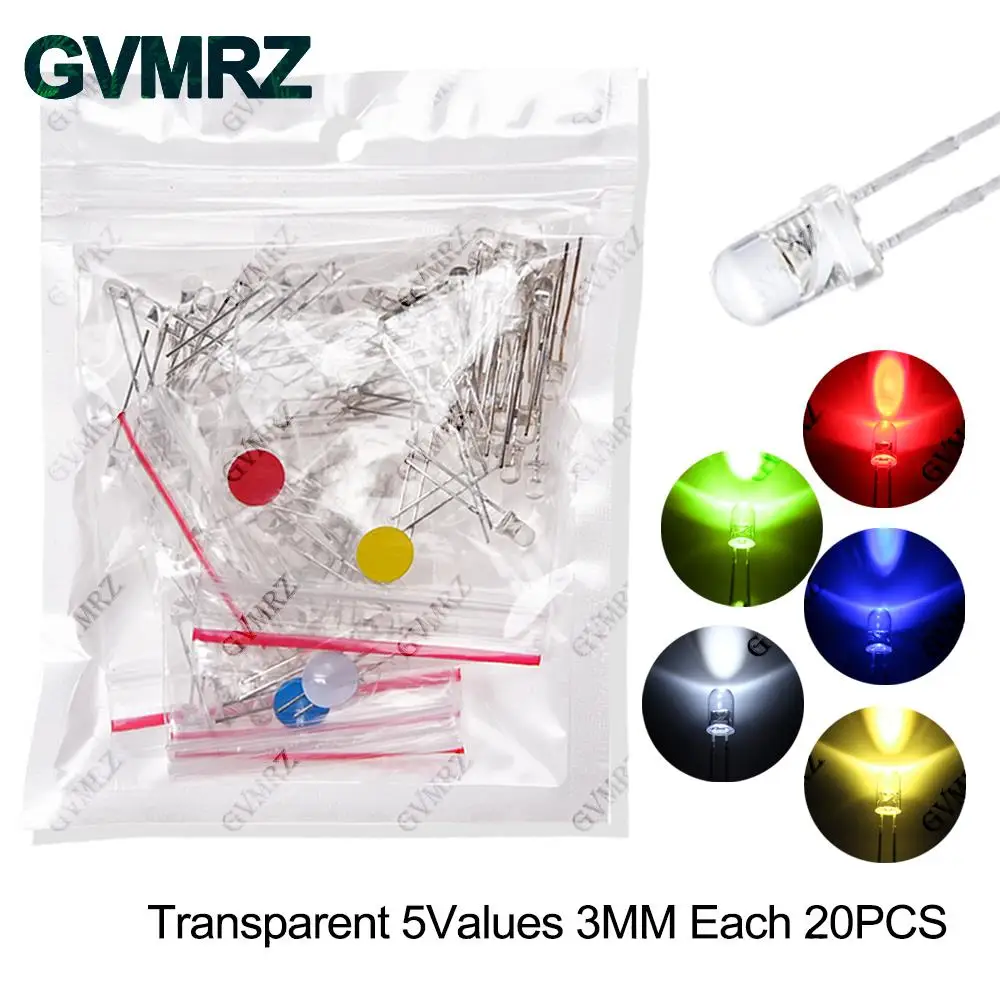 3MM 5MM Light Emitting Diodes Elektronica Kit F3 F5 LED Diode Diverse Kit Wit Groen Rood Blauw Geel oranje Lichtgevende LED