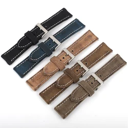 24/20mm 24/22mm Retro Wet Wax Canvas Watch Band Black Gray Blue Green Brown Denim Strap Replacement Watch Bracelet for Men Women