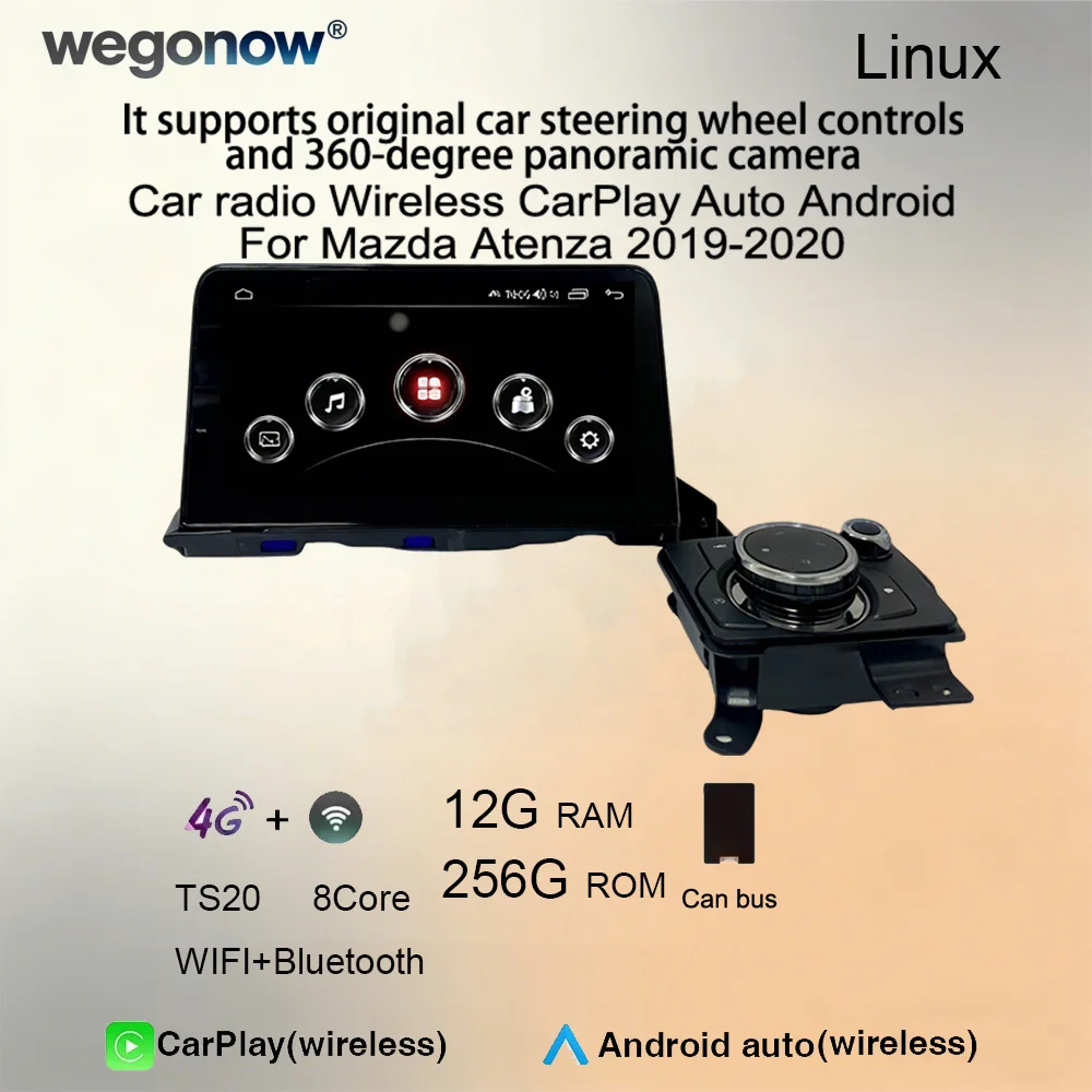 

9-дюймовый IPS автомобильный радиоприемник на Linux для Mazda Atenza 2019-2020 с беспроводным CarPlay, Android Auto, 4G LTE, Wi-Fi, GPS, RDS, Bluetooth
