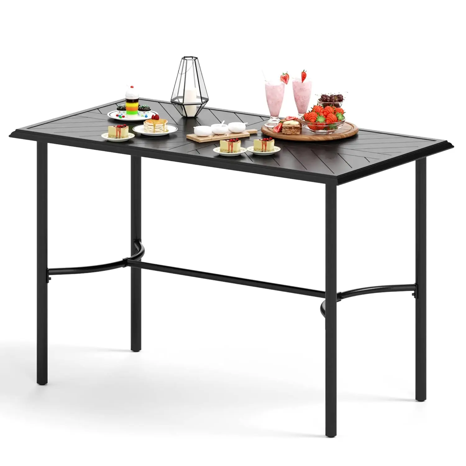 

Metal Bar Height Table Rectangular Outdoor Dining for Garden Backyard Poolside, Customized