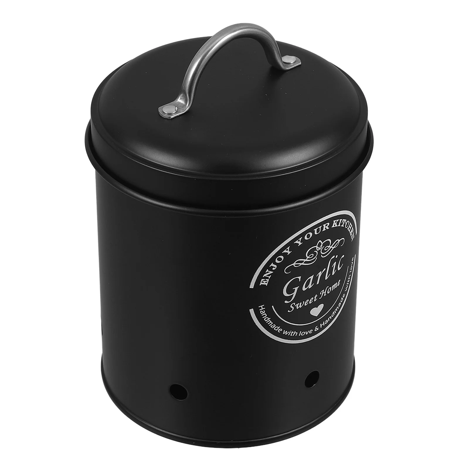 Vegetable Storage Barrel Potatoes Ginger Holder Container Onion Jar Garlic Countertop Canister Iron Bins for Home with Lid