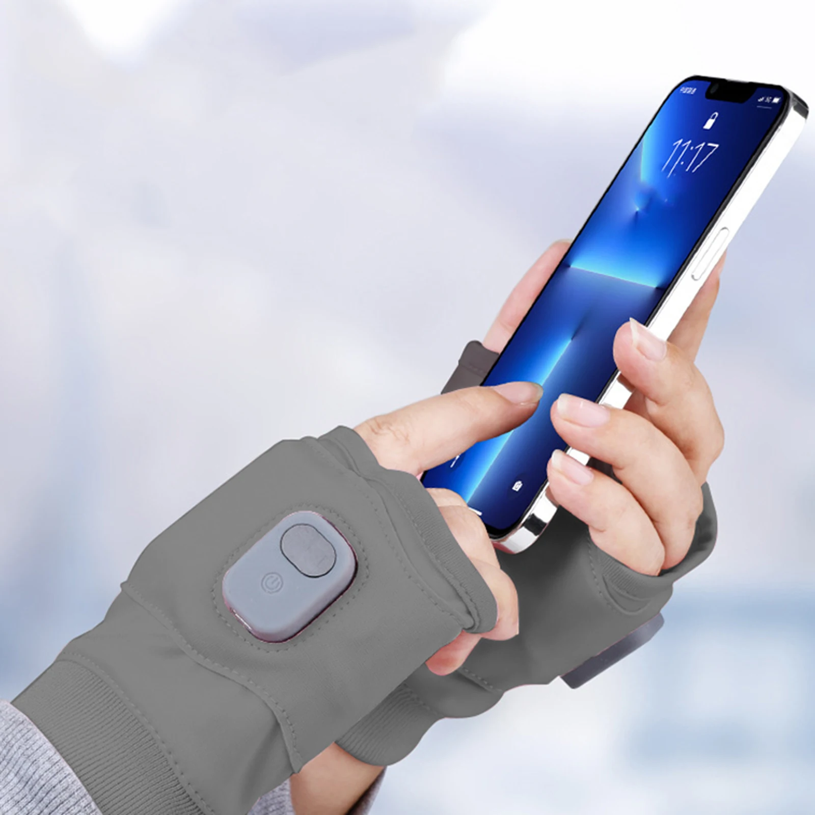 قابلة للشحن USB أصابع قفازات التدفئة 3 مستويات التدفئة الكهربائية تدفئة اليد قفازات الحرارية لصيد الأسماك التزلج على الجليد