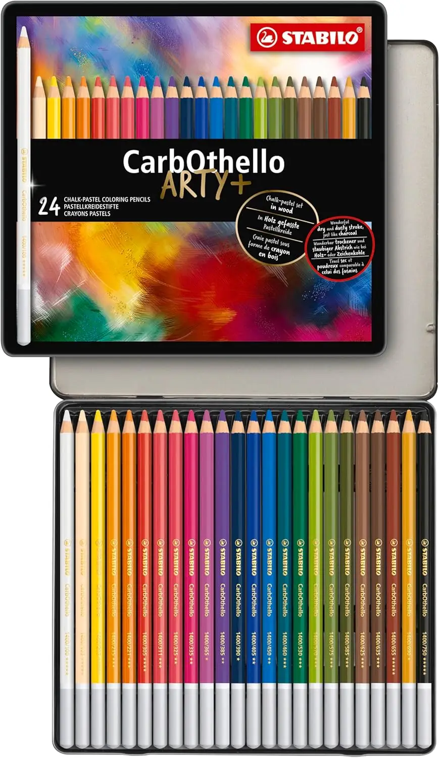 

24 Assorted Colors Chalk Pastel Pencils for Art Drawing, Soft Blendable Tips, Ideal for Artists and Hobbyists