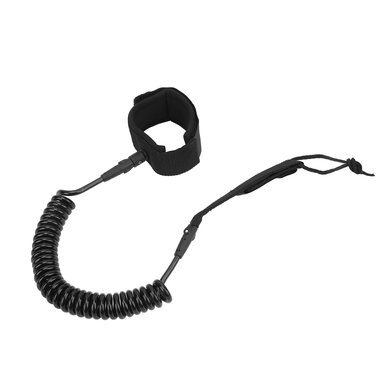 Surfboard Leash High Elasticity TPU Black Adjustable Coiled Surfing Leg Rope for Paddleboards Longboards