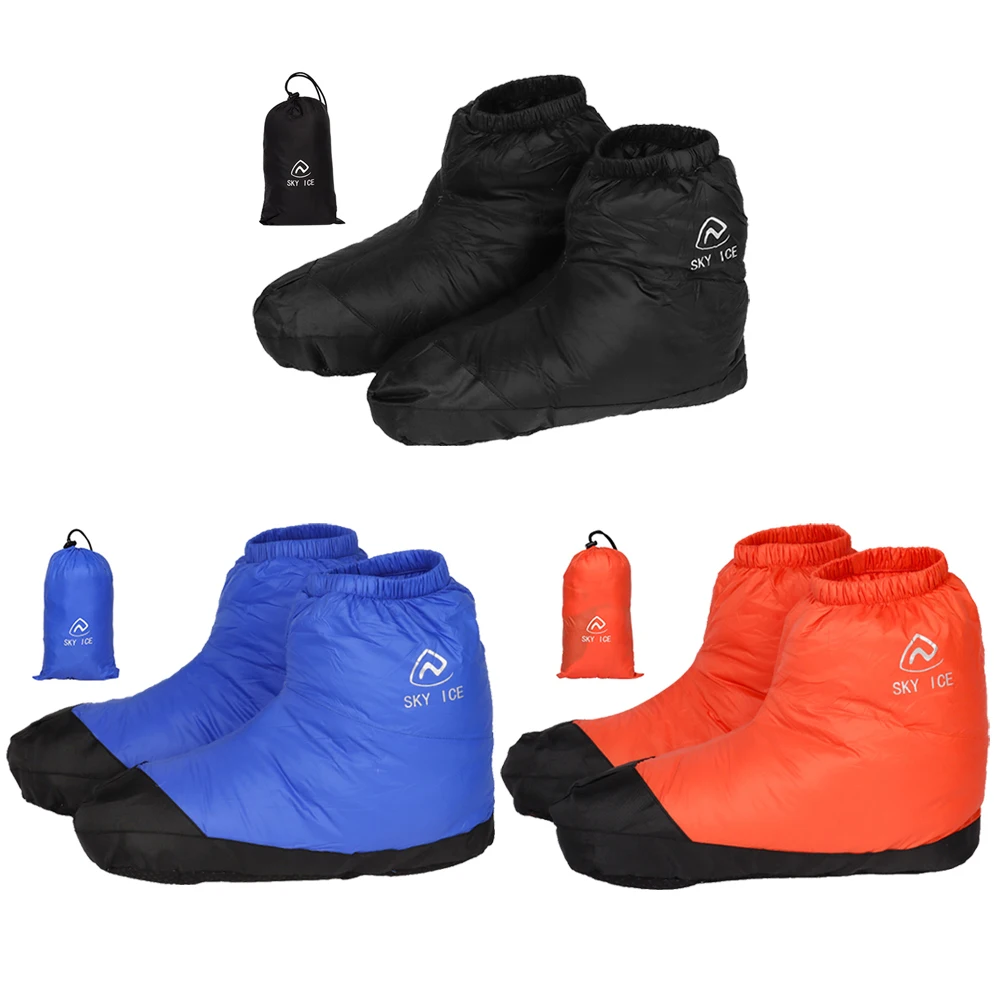 Down Booties Socks Ultralight Down Slippers Socks Windproof Waterproof for Winter Outdoor Camping Hiking