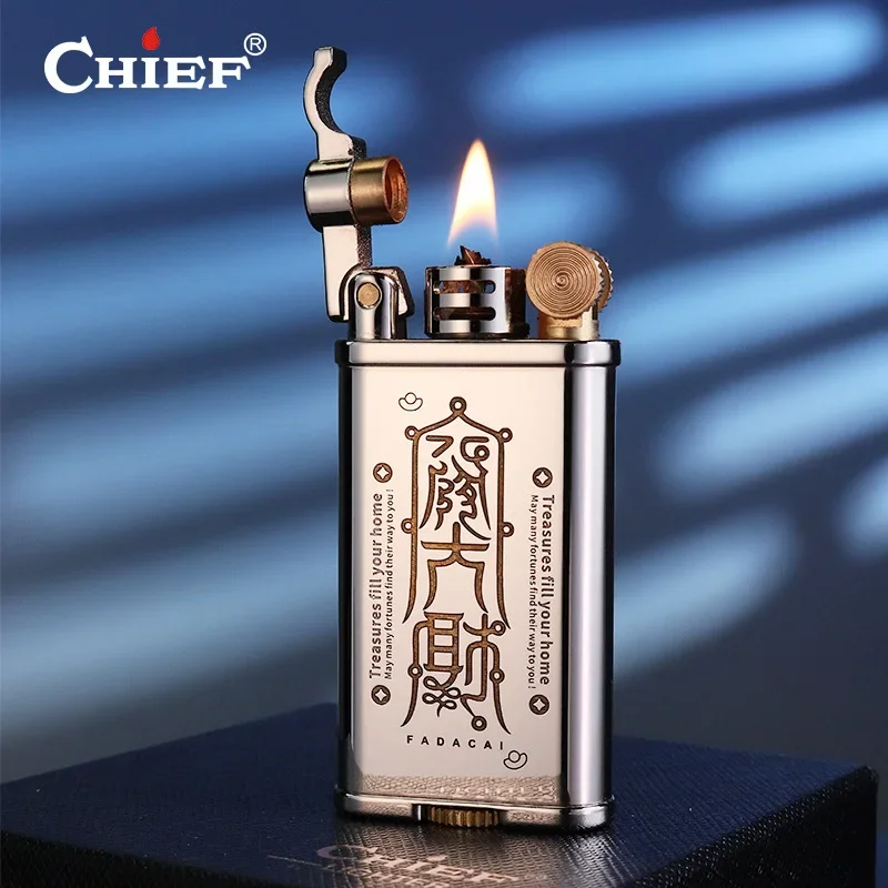 

2025 CFIEF New Retro Kerosene Sand Wheel Lighter Double-sided Carved Personalized Cigarette Lighters Men's Gifts Wholesale