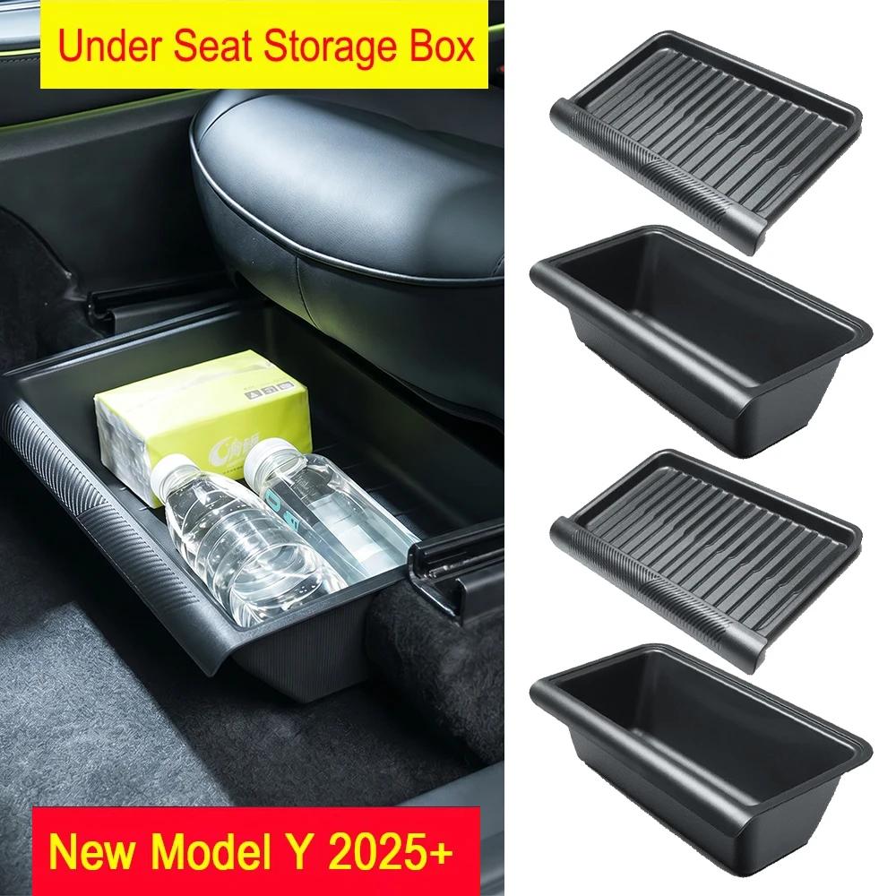 Under Seat Storage Box For Tesla Model Y Juniper Old ModelY Centrol Console Organizer Accessory Underseat Hidden Store Space Bin