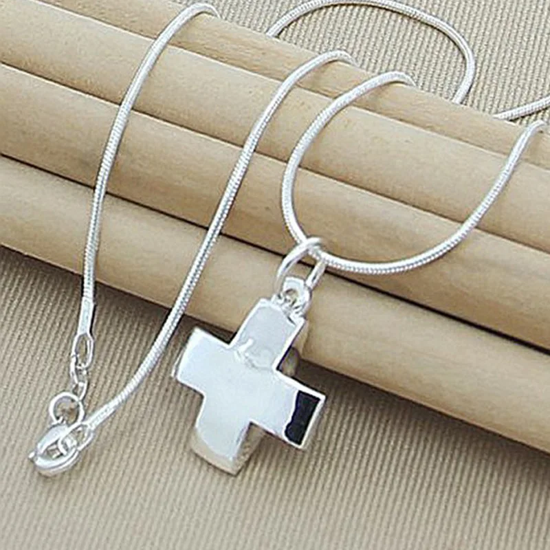 New Trendy 925 Sterling Silver Delicate Cross Necklace for Women Fashion Costume Jewelry Wedding Engagement Party Holiday Gifts