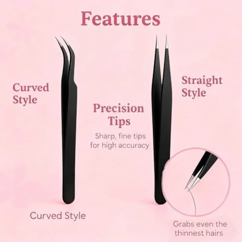 Antistatische Präzisionspinzette, Schwarze DIY-Pinzette für Nagelkunst und Wimpernverlängerung, Schönheitswerkzeuge, Make-up-Tools, Wimpernpinzette – Detail 4