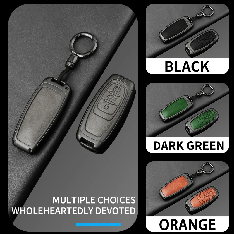 Alloy Leather Car Key Case Cover For Audi Allroad Quattro A1 A3 8V A4 B8 A5 A6 C7 A7 A8 Quattro Q3 Q5 Q7 Keychain Accessories