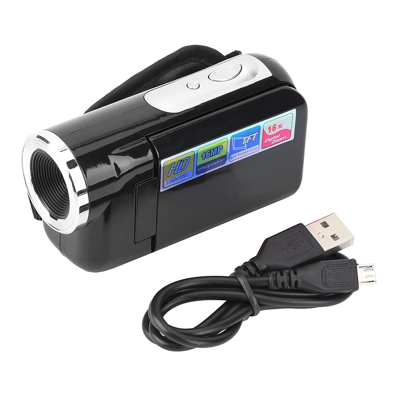 ZK40 Portable Children Kids HD Digital Video Camera Camcorder with TFT LCD Sceen Toy Black