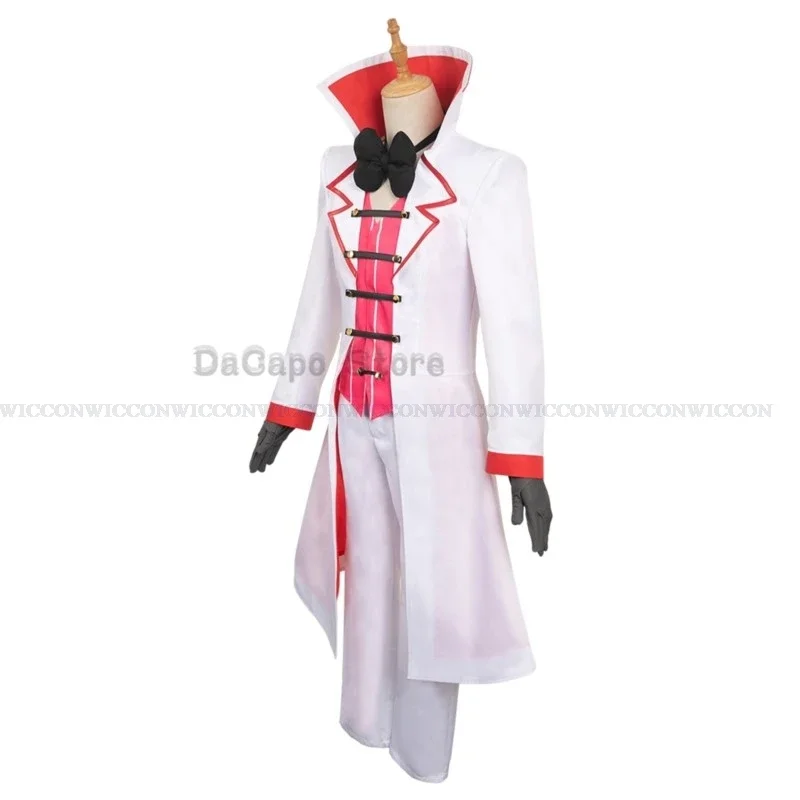 Hazbin Lucifer Cosplay Anime Hotel Morningstar Cosplay Costume Wig Daddy White Suit Devil Hell Halloween Party Adult Men Costume