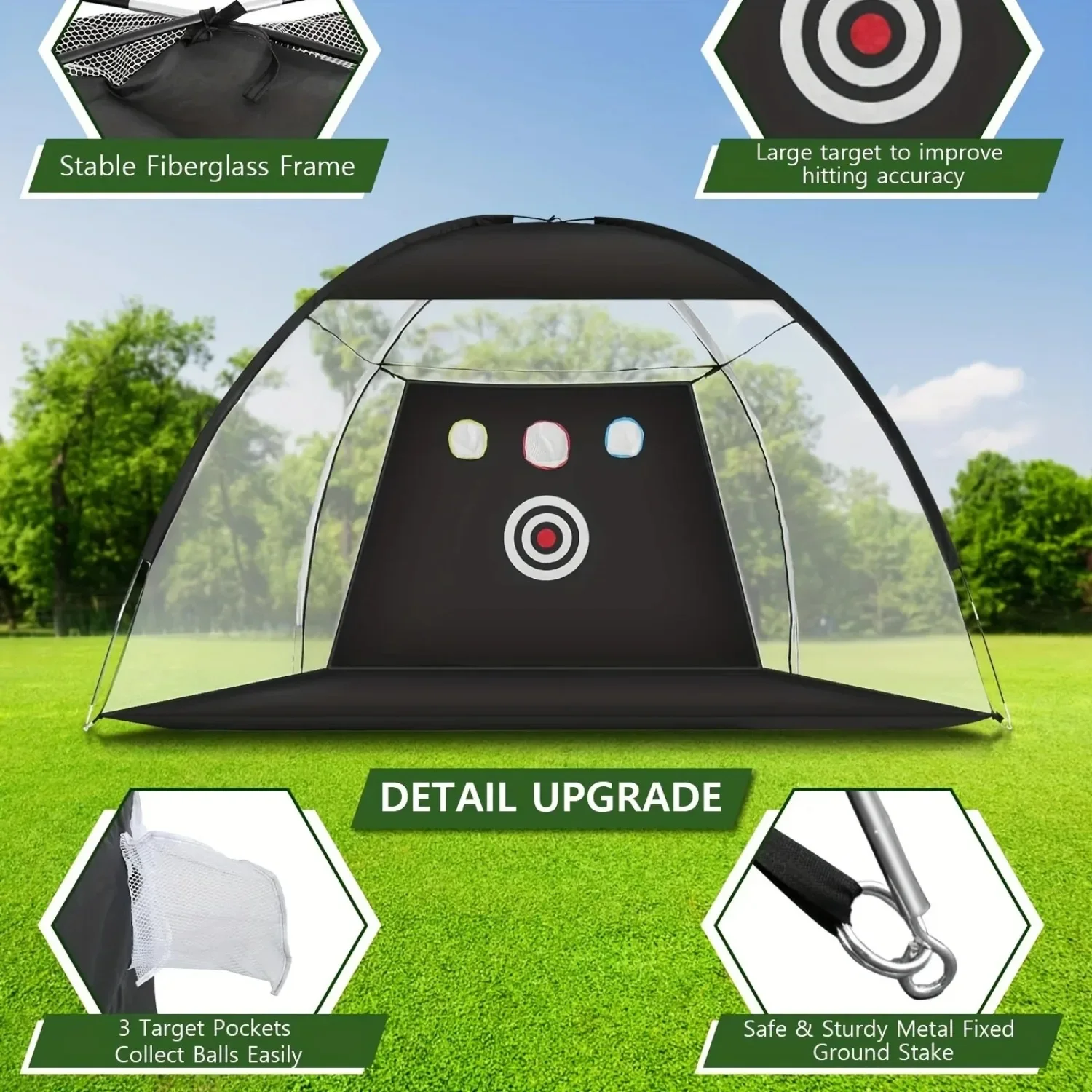 

Practice Net for Backyard Driving Chipping Home Swing Training with Target /1 Golf Mat / 5 Golf Balls / 1 Golf Tee/Bag