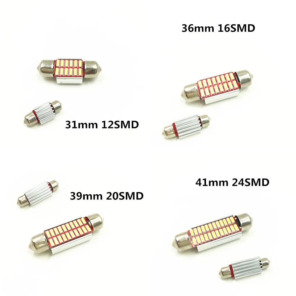 2PCS Car Styling Light  31mm 36mm 39mm 42mm Festoon LED Bulb C5W  Super Bright 4014 SMD Canbus Auto Interior Doom Lamp 12V