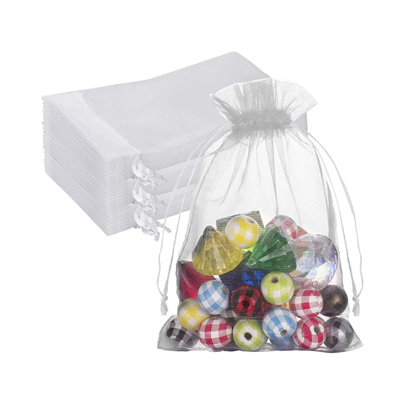 

50Pcs/lot 9x12 10x15CM Organza Bags Jewelry Bag Wedding Party Decoration Drawable Bags Gift Pouches Jewelry Packaging