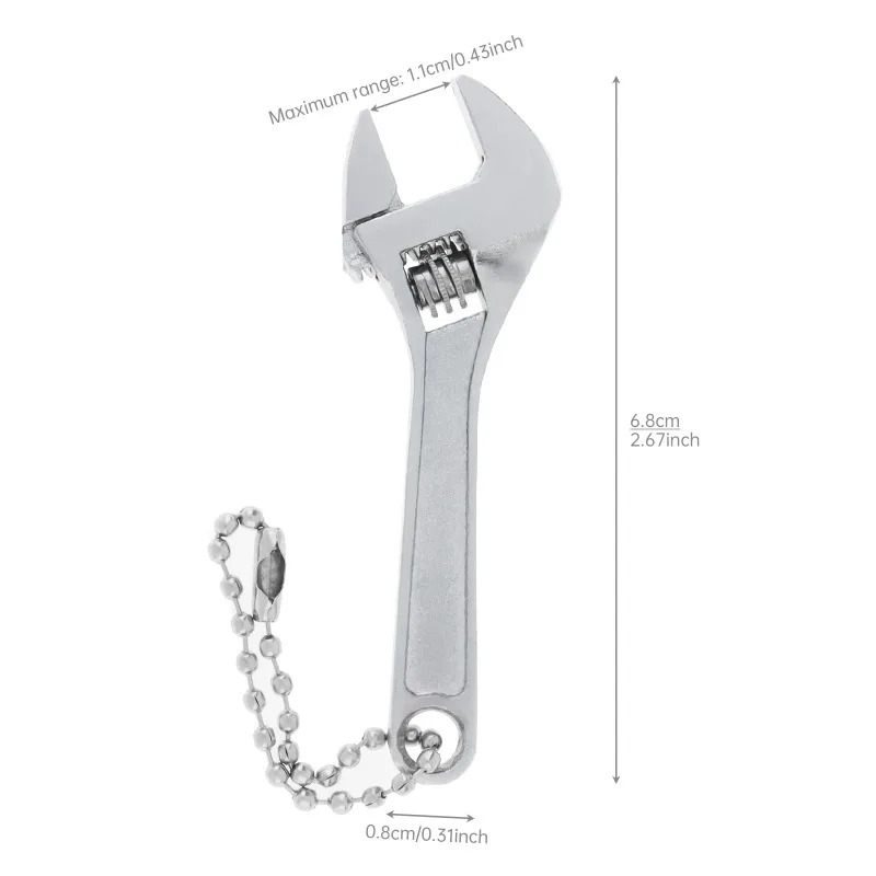Adjustable wrench with keychain, high hardness small key wrench, maintenance tool 2 pieces,portable mini wrench, stainless steel