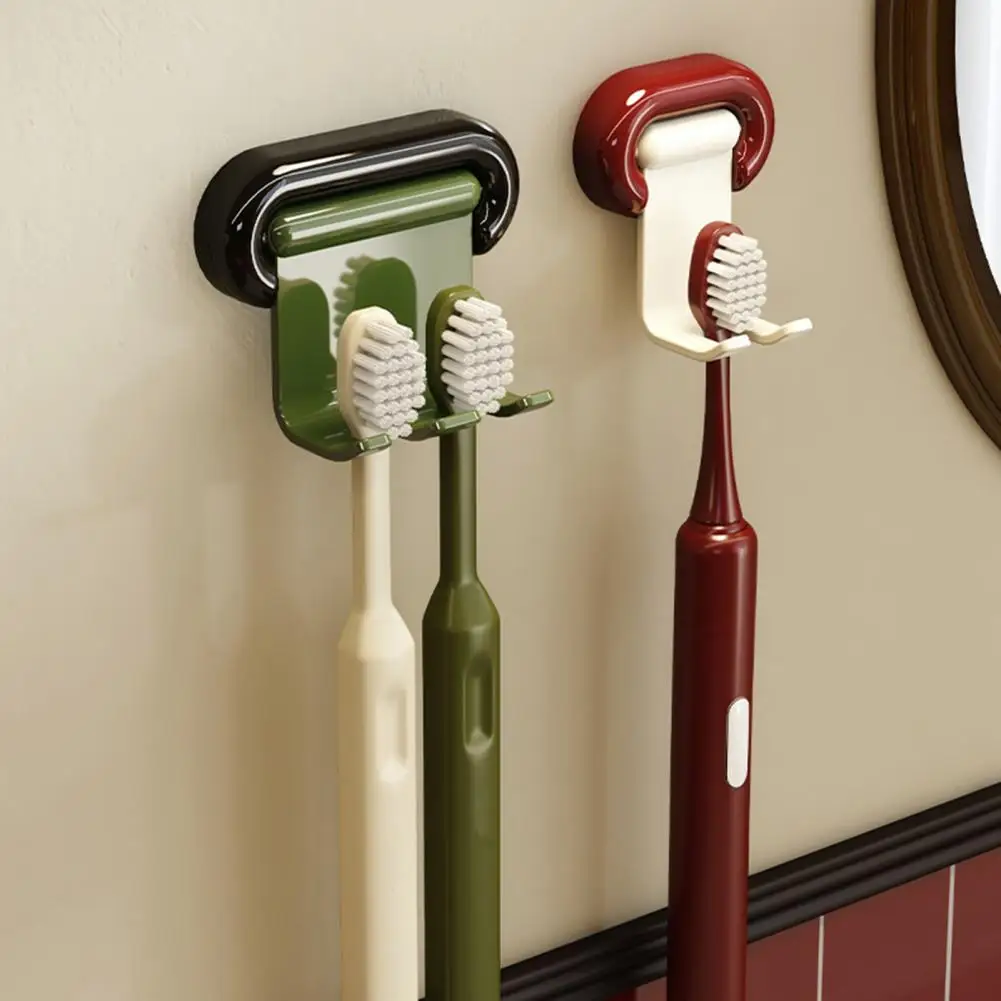 Toothbrush Holder Wall Mounted Storage Rack Quick Dry Compatible with Electric Manual Toothbrush No Drilling Bathroom Organizer