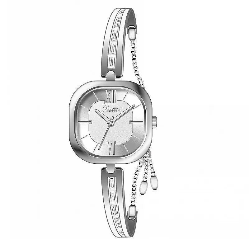 

Новые роскошные и стильные женские квадратные часы с ремешком-цепочкой из сплава, браслет, аксессуар для часов, модные кварцевые наручные часы