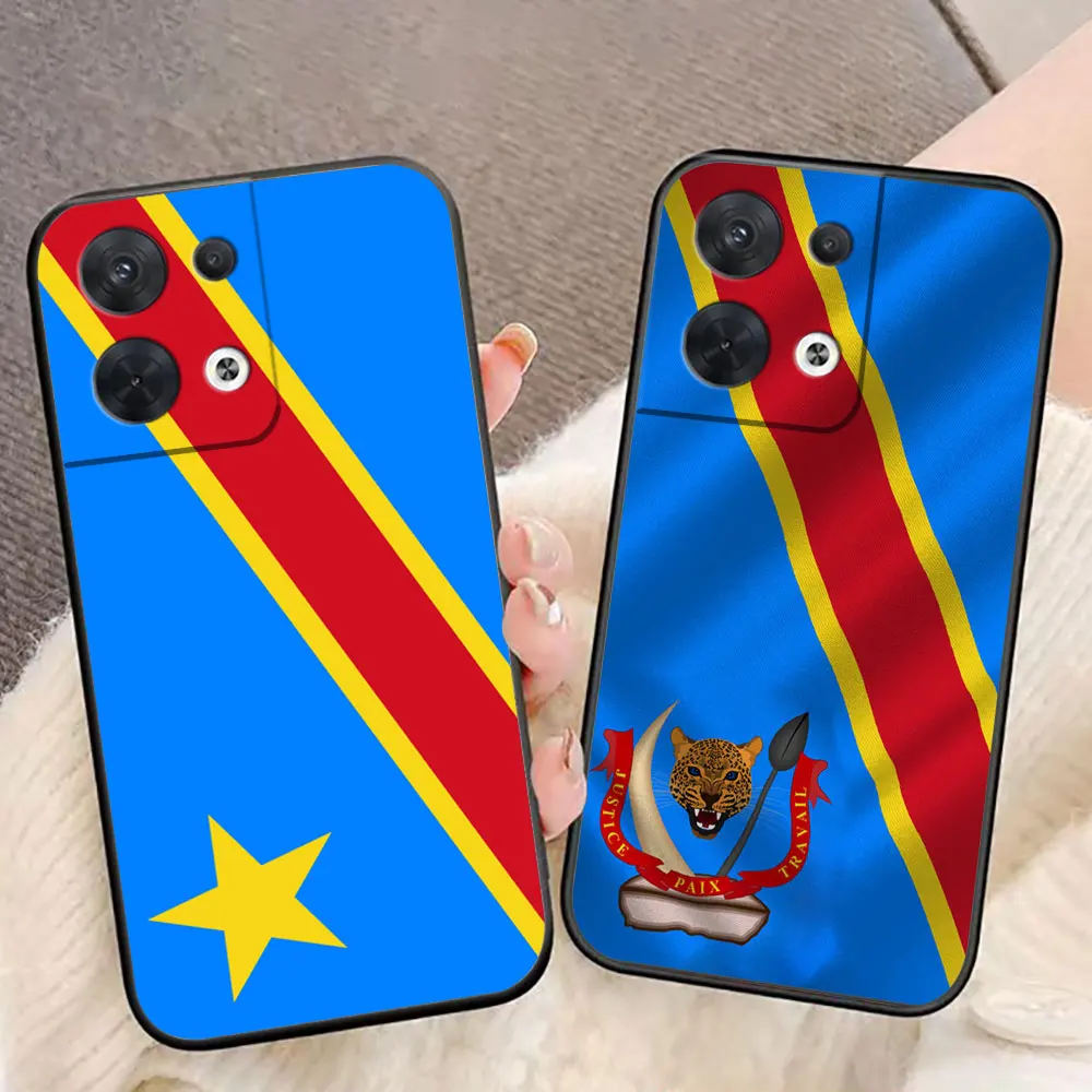 Democratic Republic Of The Congo Flag Cover Phone Case For OPPO RENO 11 11F 10 8 8T 7 7Z 6 6Z 5 4 FIND X3 LITE 4F PRO Case Funda