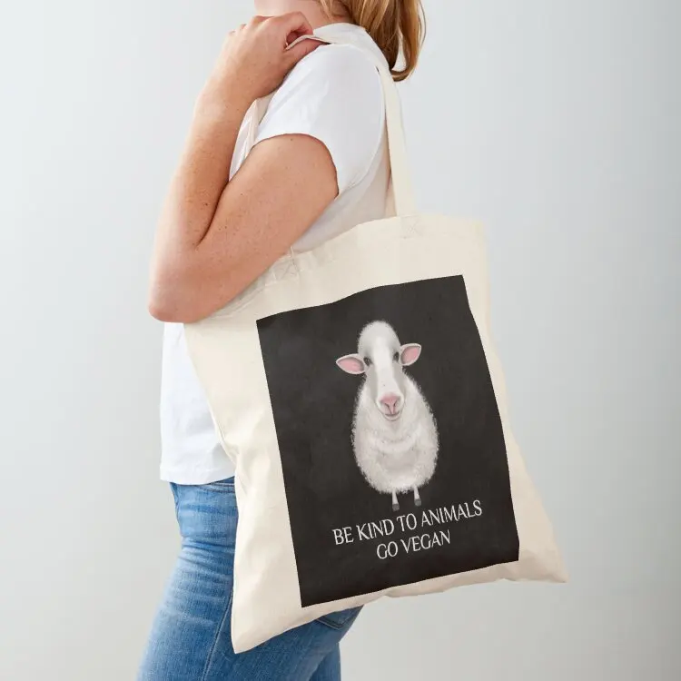 

BE KIND TO ANIMALS GO VEGAN SHEEP Tote Bag shopping bag great bag eco pack Handbags women