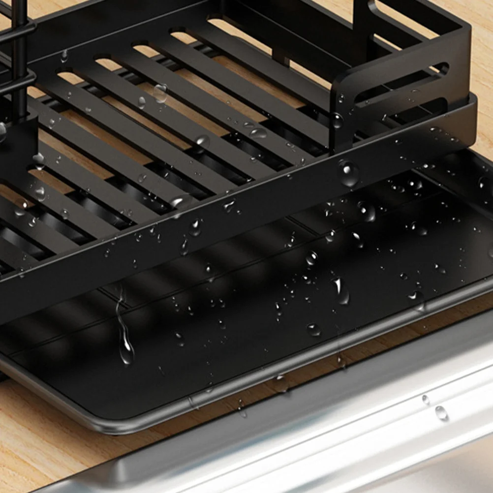 

Dish Towel Holder Rack with Drainage for Kitchen Sink Countertop Organizer Sponge Storage Solution Keeps Utensils Clean and Dry