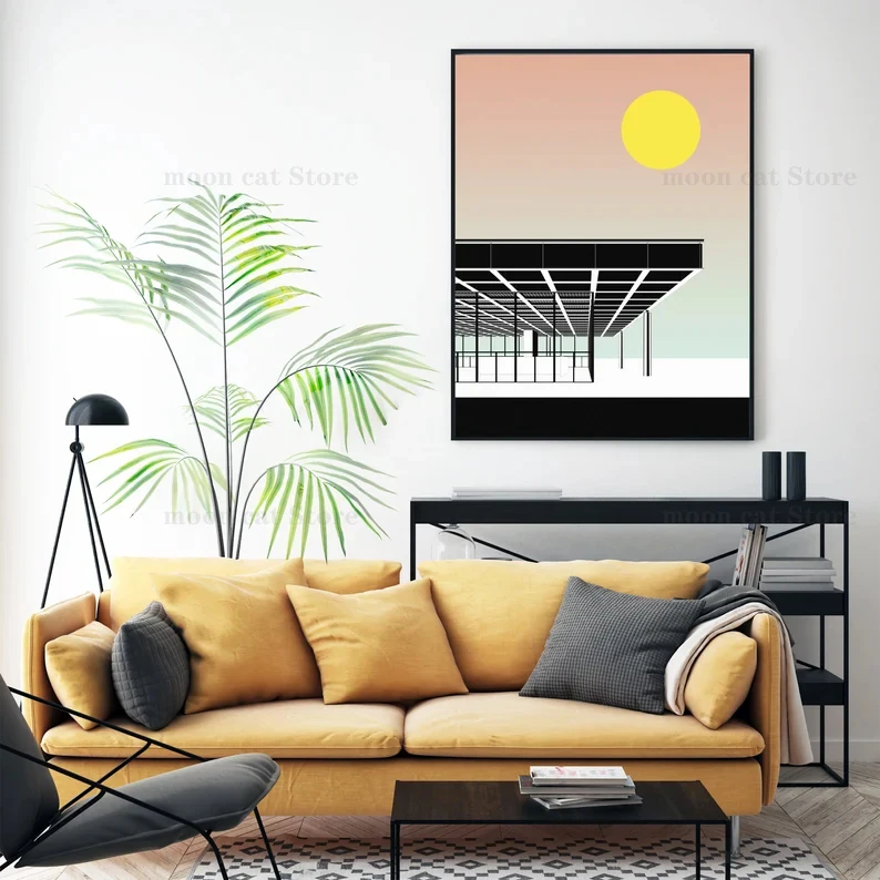 Le Corbusier الحديثة شروق الشمس العمارة باوهاوس الحد الأدنى الفن نمط مجردة ملصق حائط لوح رسم صور ديكور المنزل #4