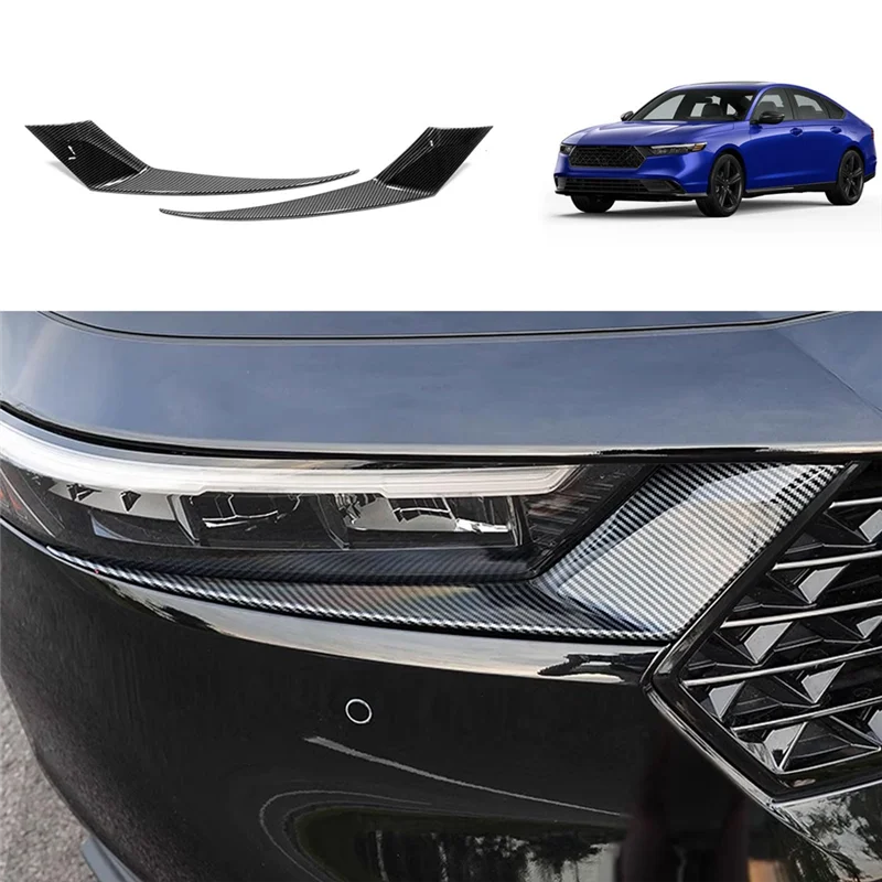 

Reliable-For Honda Accord 2023 2024 11Th Car Headlight Head Light Lamp Eyebrow Cover Moulding Trim Accessorie (ABS Carbon Fiber)