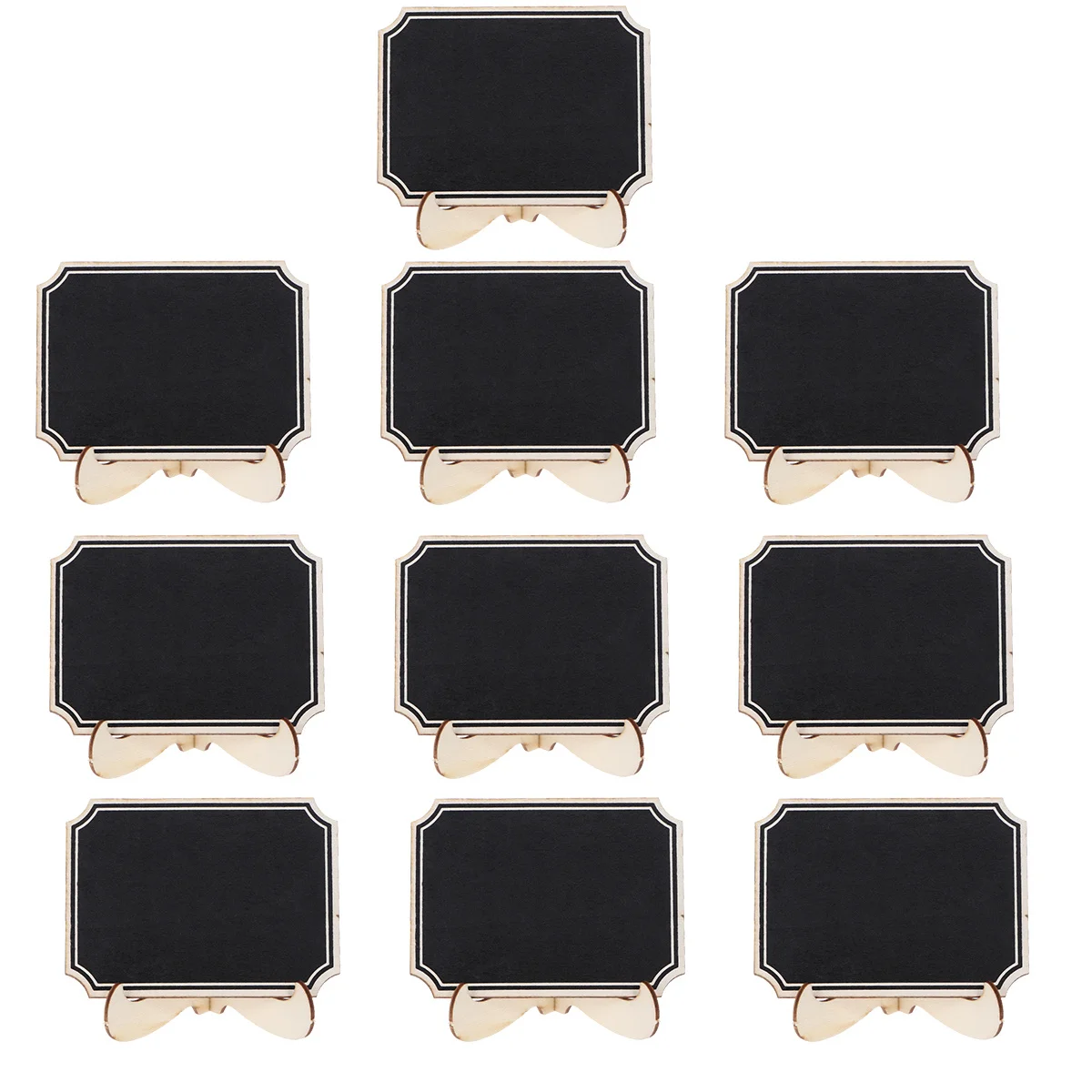 10Pcs Creative Mini Chalkboards Narrow Wood Trim Erasable Message Boards for Wedding Dinner Party Table Place Signs