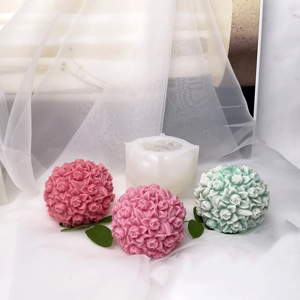 3D Gardenia flower bulbs Flower Ball Candle Silicone Mold Creative Aromatherapy Plaster Epoxy Resin Ornament Molds Decoration