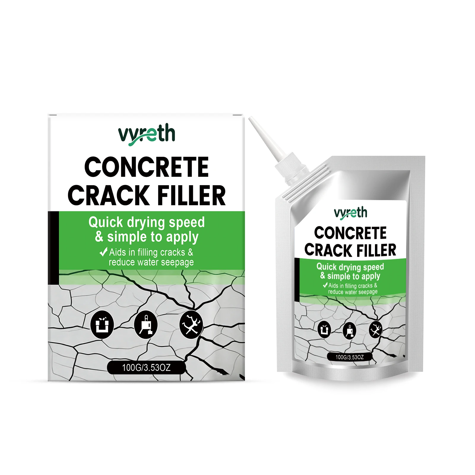 Waterproof Crack Filler Sealant Self Leveling Gap Filling Agent Durable Base Material Auxiliary Filler for Wall Floor Concrete Joint Repair