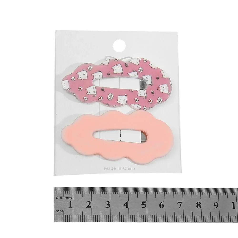 2Pcs/Set Women Girls Printed Flower Cloud BB Clips DIY Solid Color Barrette Point Hairpins Headwear INS Fashion Hair Accessories