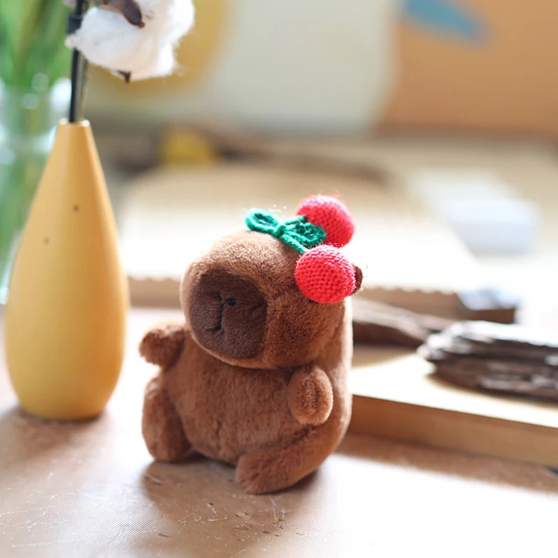 Capybara-Pendentif de dessin animé en peluche beurre, doux, sac à dos, voiture, décor de porte-clés, cadeau pour enfant