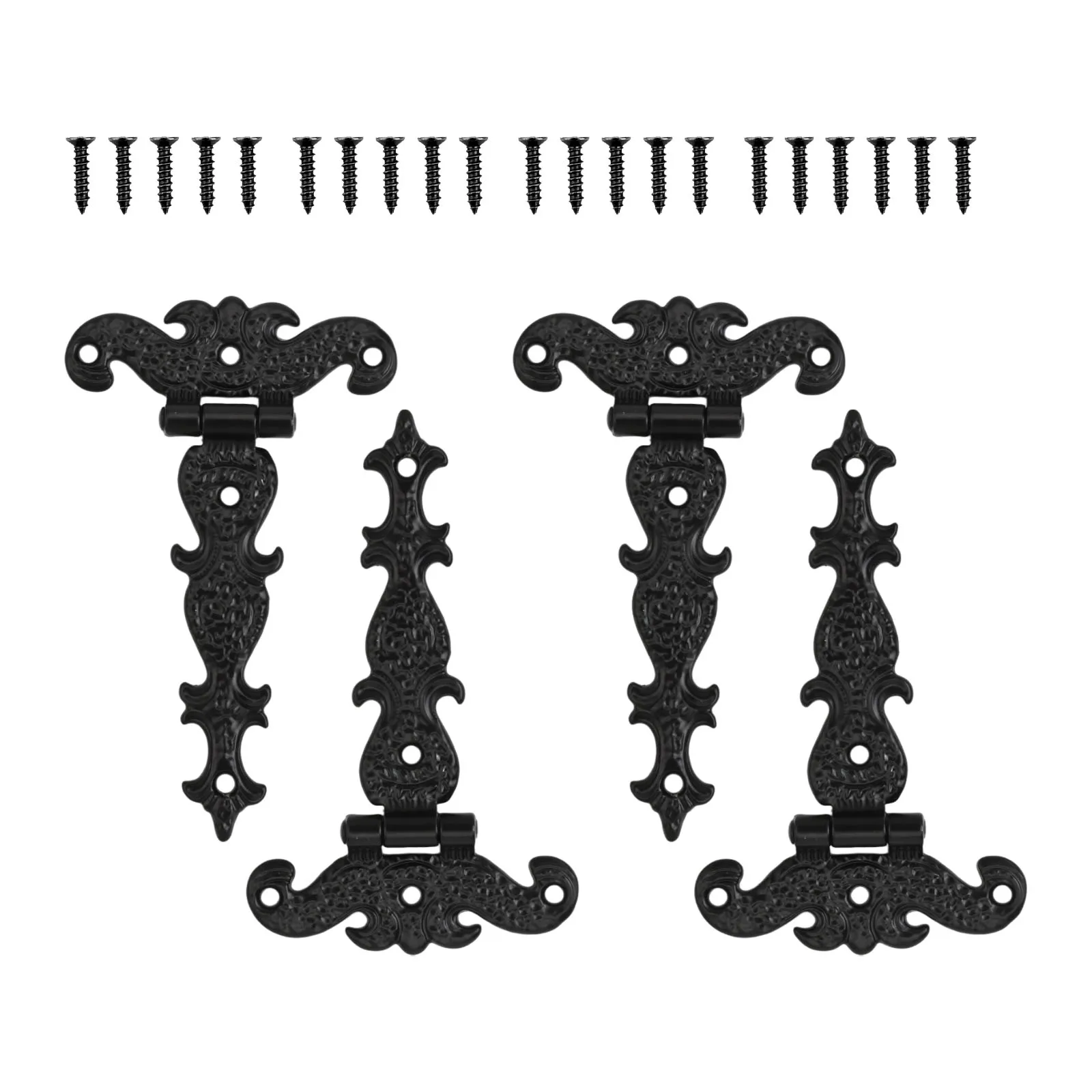 DIY Projects Antique T Hinges Decorative Cabinet Hardware Convenient Package Elegant Antique Design Engraved Exterior