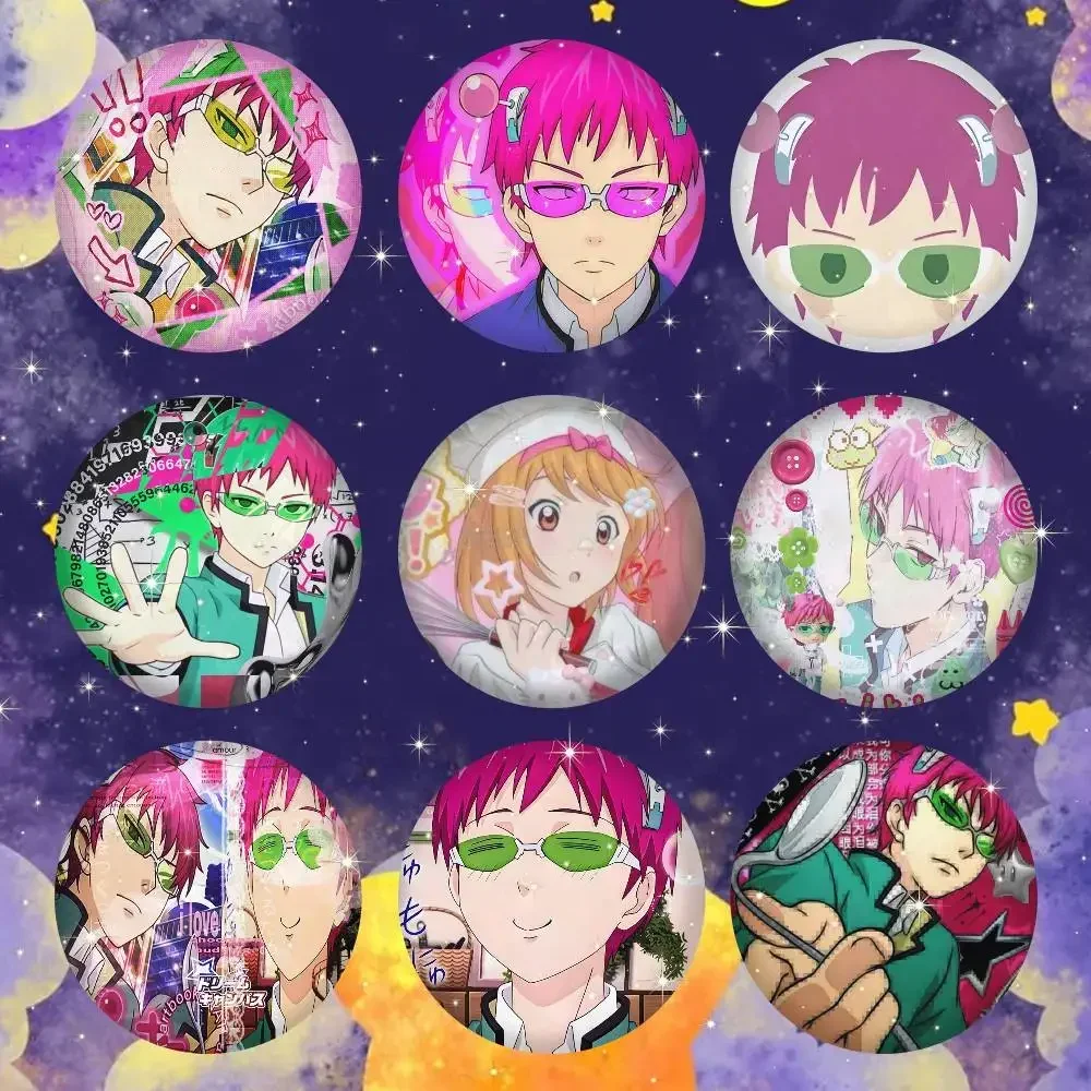 A-The Disastrous Life Of Saiki K Badges Button Round Creative Pin Brooch Badge Bag Decor Accessories Fans Collect Friends Gifts