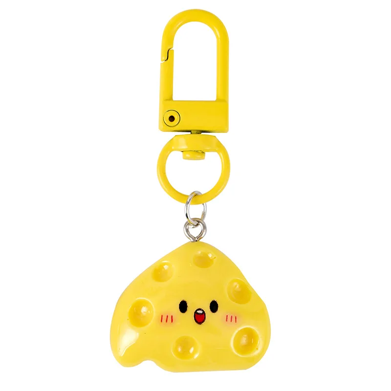 Cute Egg Cheese Keychain Resin Food Bag Pendant Student Backpack Key Chains Accessories Girlfriend Couple Small Gift