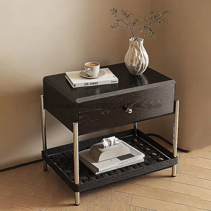 Mesa de Noche de Madera de Fresno de Mediados de Siglo, Mesa Auxiliar de Madera Maciza, Estilo Vintage, Moderno, Pequeño Mueble de Almacenamiento para Dormitorio
