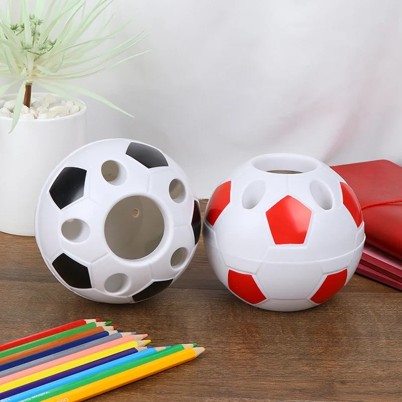 1pc Black/Red Soccer Ball Shaped  Pen Pencil Holder Desktop Container Washroom Toothbrush Container Students Stationery