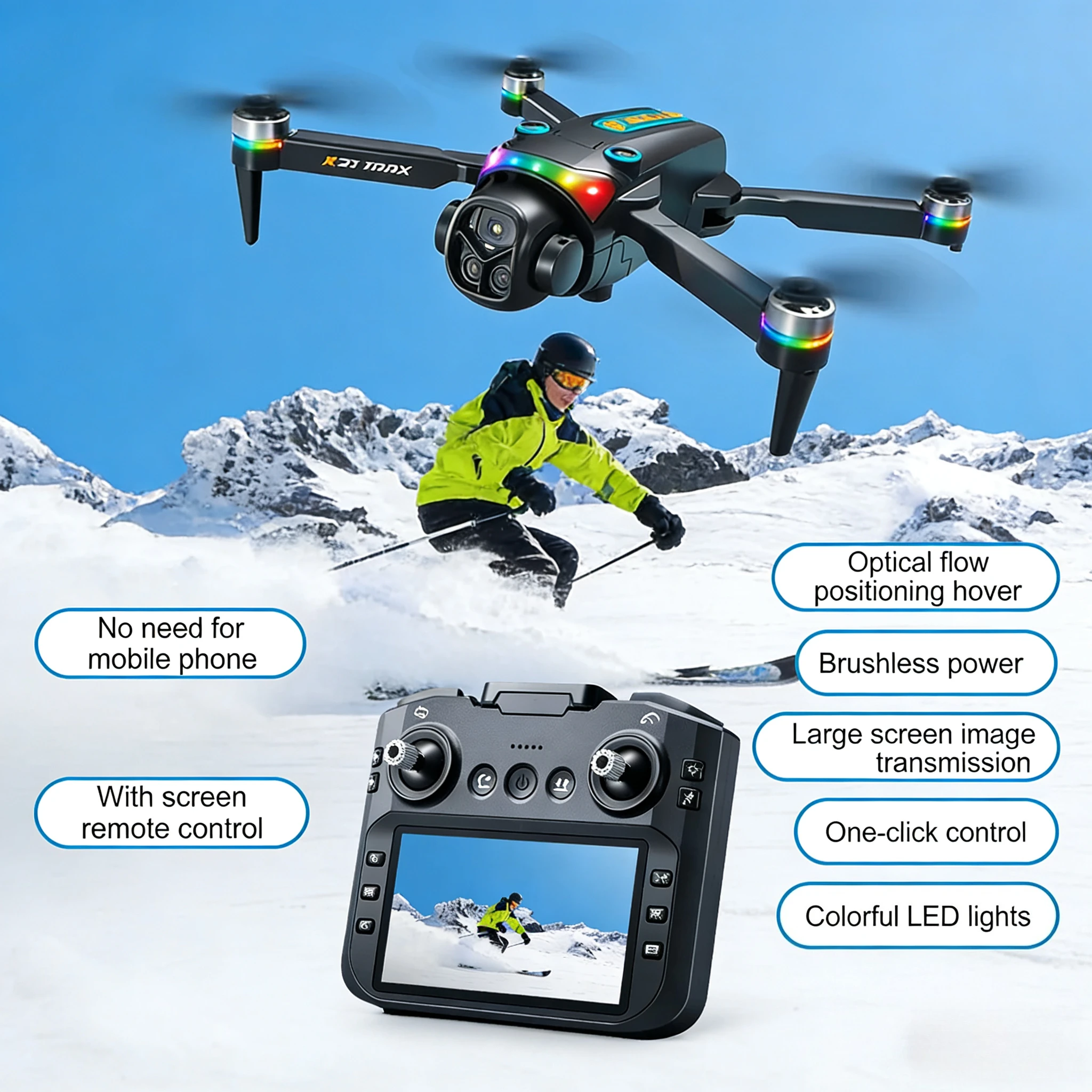 

The latest December model K21MAX screen-controlled drone, high-definition aerial photography quadcopter LED banner light