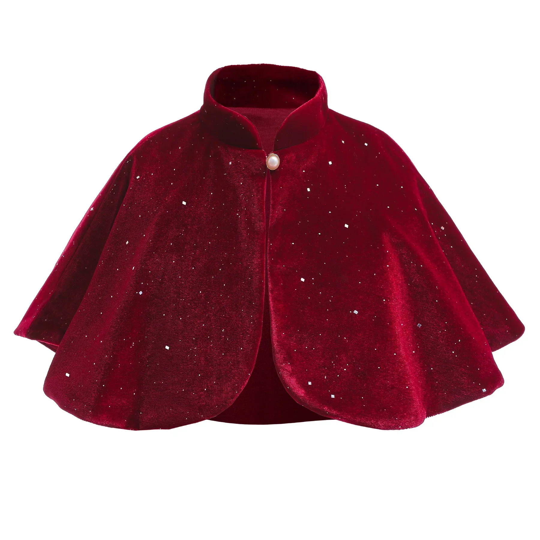 Girls Red Cloak 2024 Christmas Party Shawl Baby Infants Matching Banquet Dress Gold Velvet Poncho Cape Kids Princess Jacket