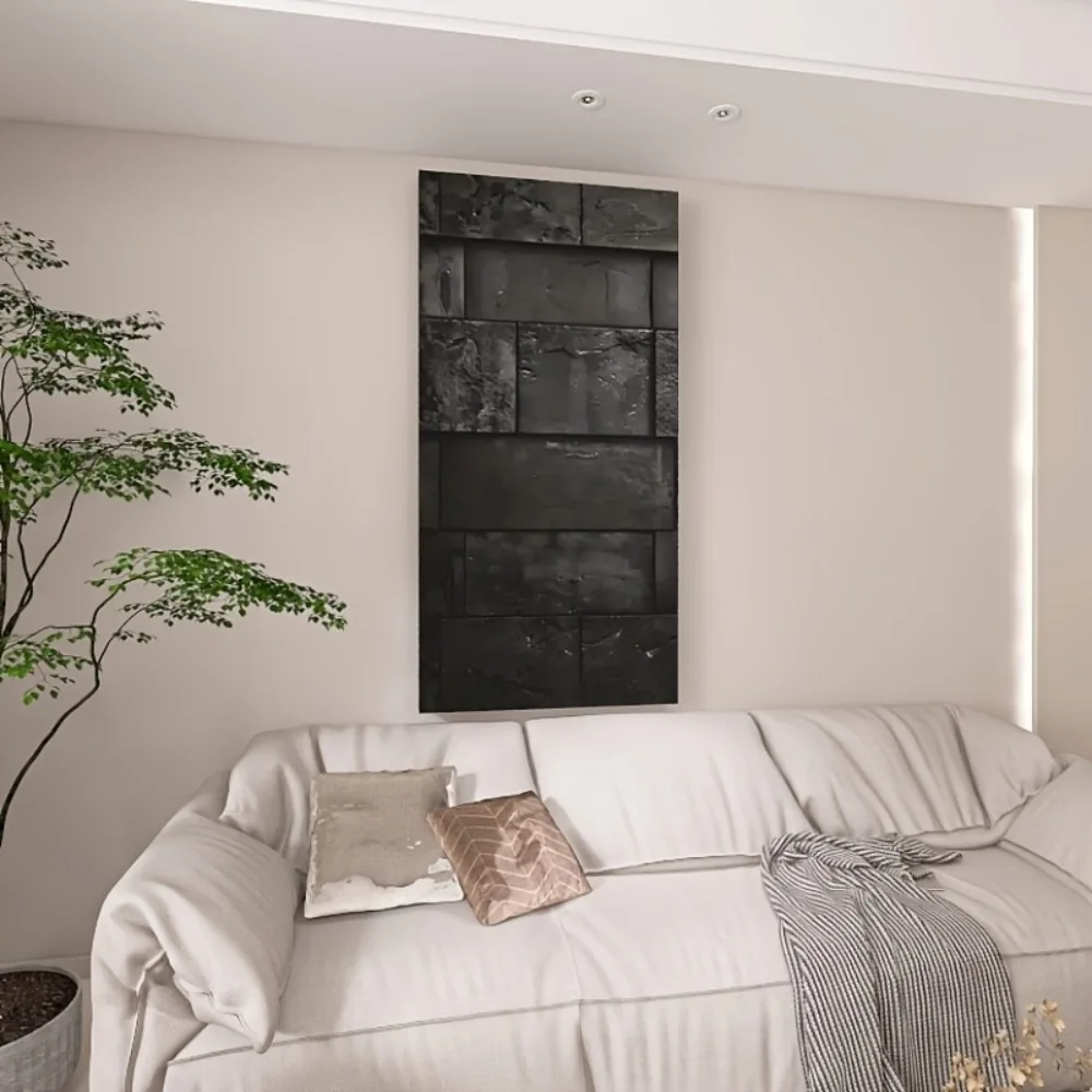 

1.5 "thick pine frame modern abstract black canvas wall art - stylish square design, suitable for interior decoration