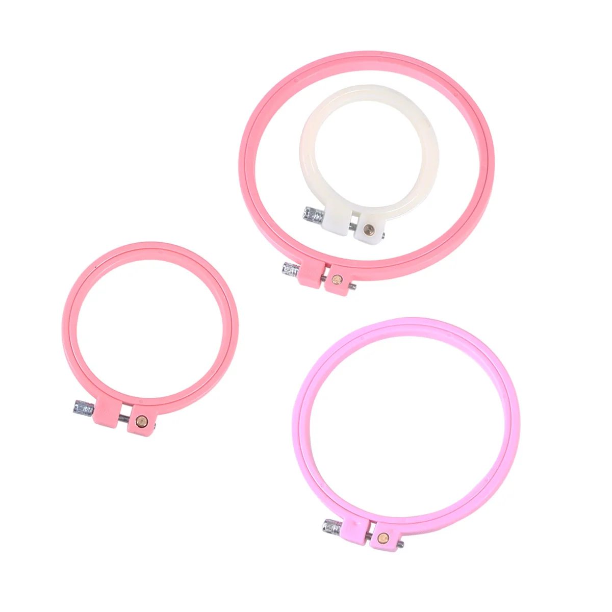 

4pc Cross Stitch Hoops Plastic Adjustable Frames for Needle Fabric Painting Crafts Supplies Various Sizes