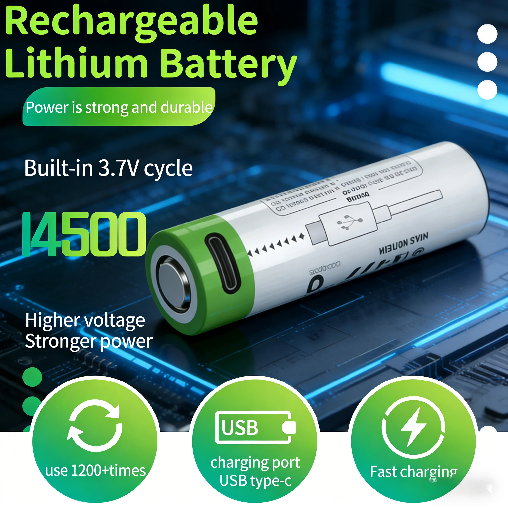 

14500 3.7V AA Rechargeable Lithium Battery Type-C Port 700mAh Large Capacity Flashlight Electric Scooter Pilha Usb