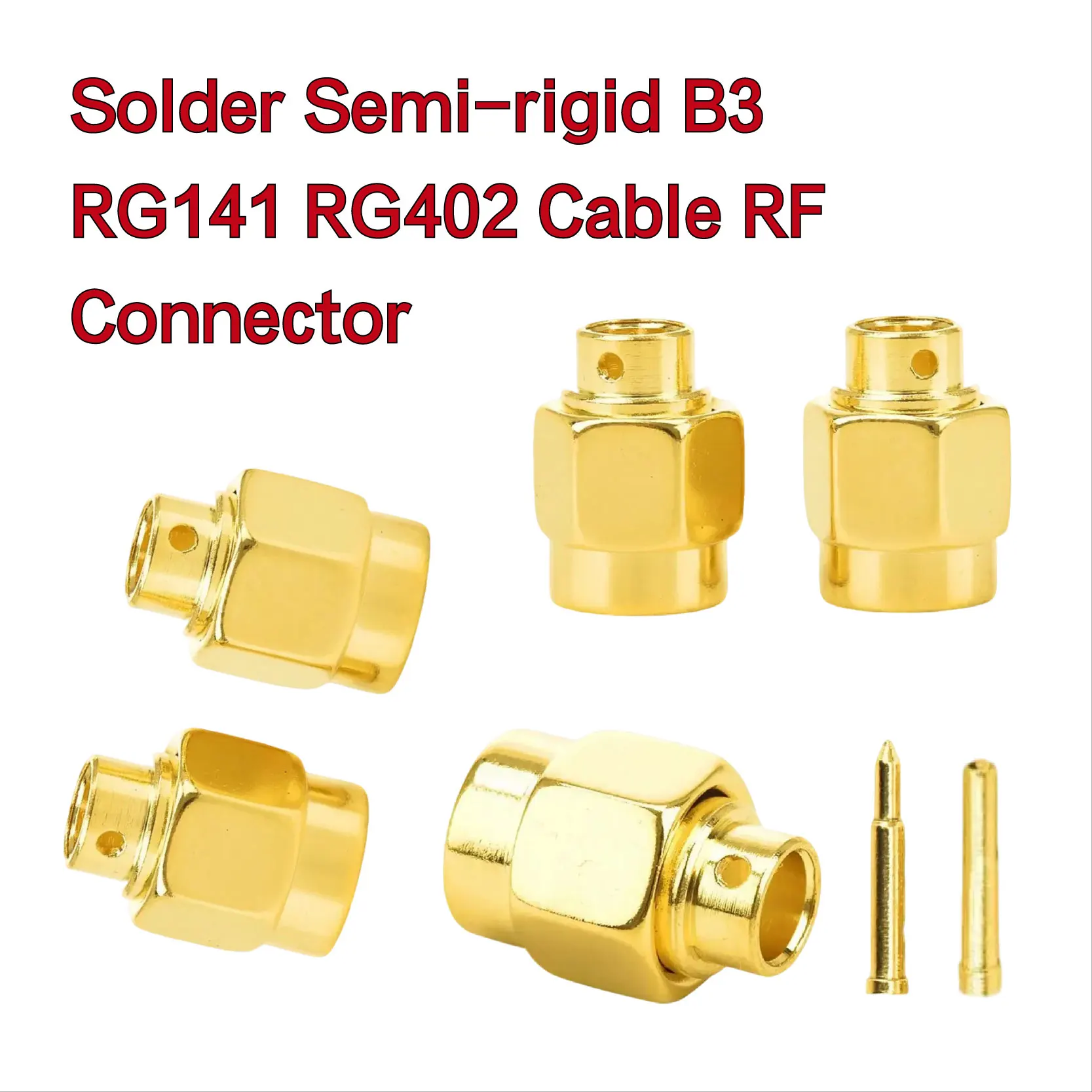

5/20/100PCS SMA Male (Female Pin) Solder FOR Semi-rigidB3 RG141 RG402 Cable Connector