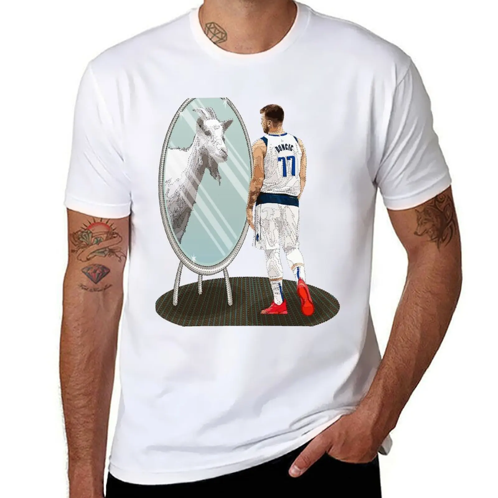 

luca doncic Mirror GOATActive T-Shirt t shirts designer printed t shirts for man T-Shirt