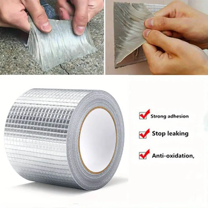 Waterproof Tape High Temperature Resistance Aluminum Foil Thicken Butyl Tape Wall Pool Roof Crack Duct Repair Sealed Self Tape