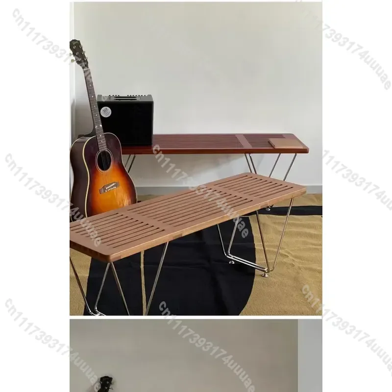 Vintage Scandinavian Solid Wood Bench for MOMO Style Home Dining Entryway Shoe Storage Bedside Stool Minimalist Natural