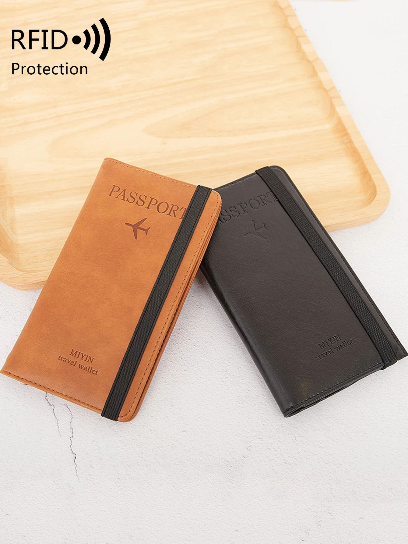 Fashionable and minimalist travel passport clip PU leather passport case holder multifunctional long passport wallet neutral